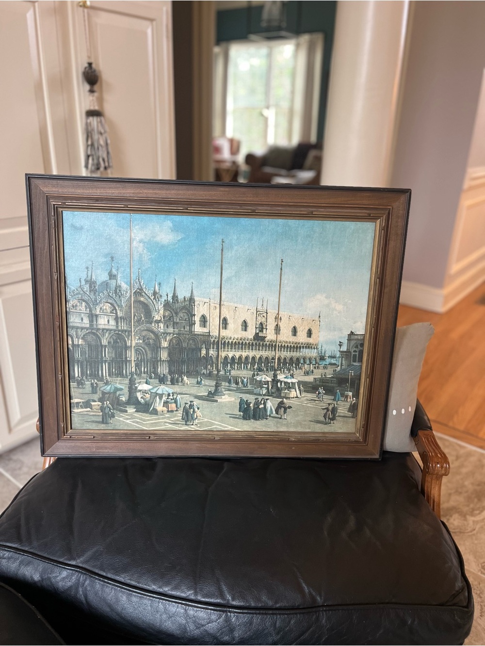 VTG Wood Frame Canaletto Piazza San Marco Venice Art Print Canvas Textured Large